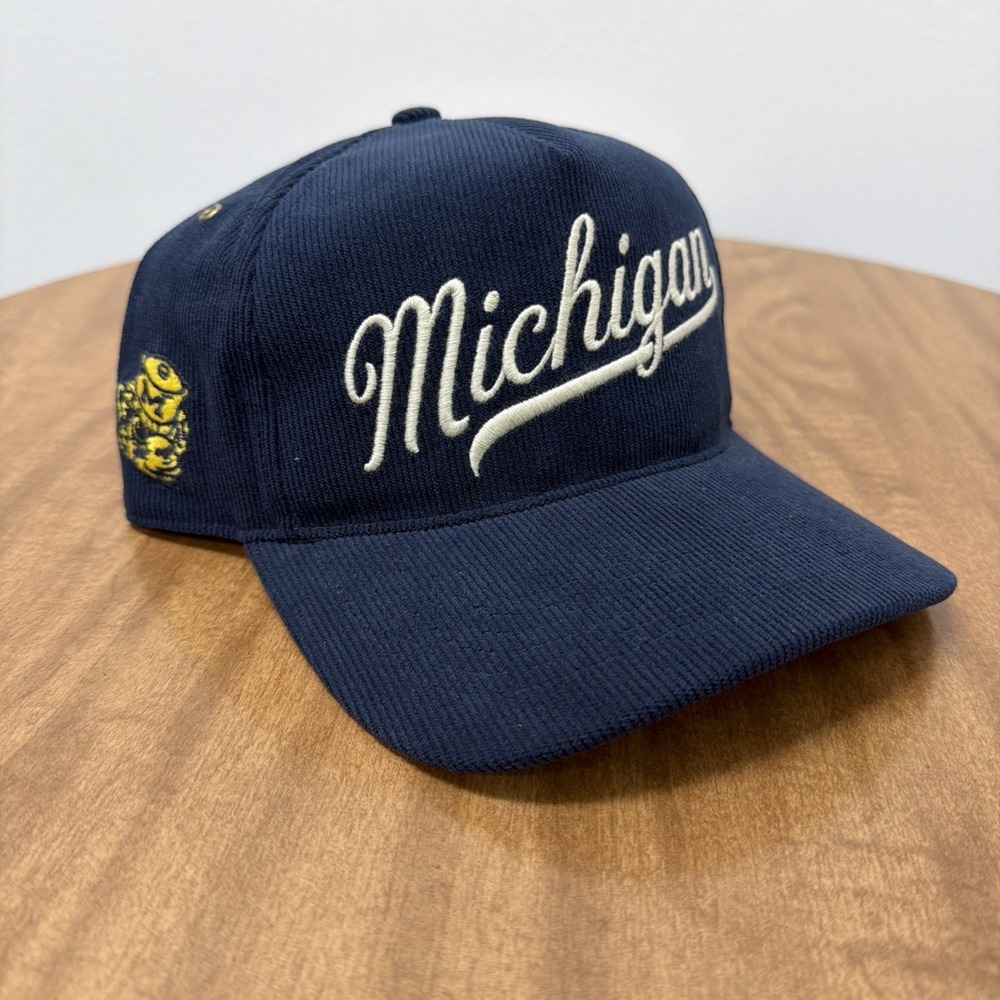 47 Brand Hitch University Of Michigan Wolverines Corduroy Script Strapback Hat